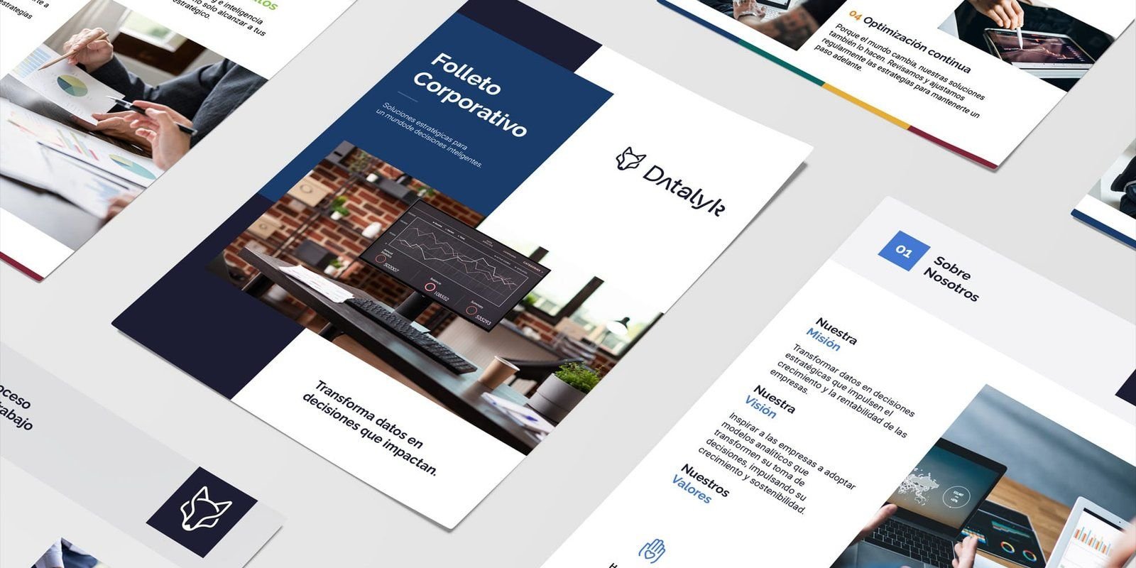 Folletos y presentaciones con la identidad de Datalyk