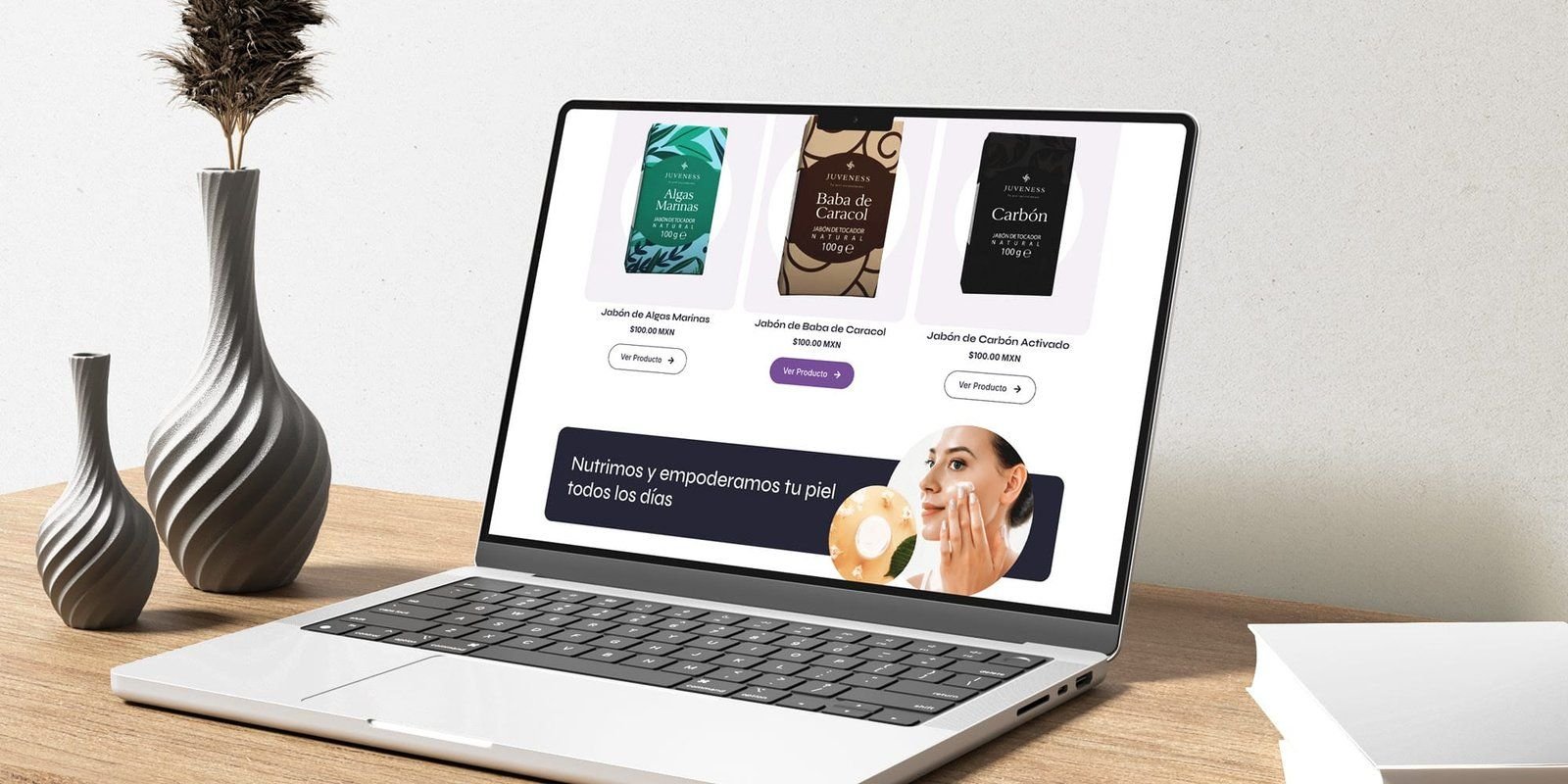 Laptop showing the store’s product section