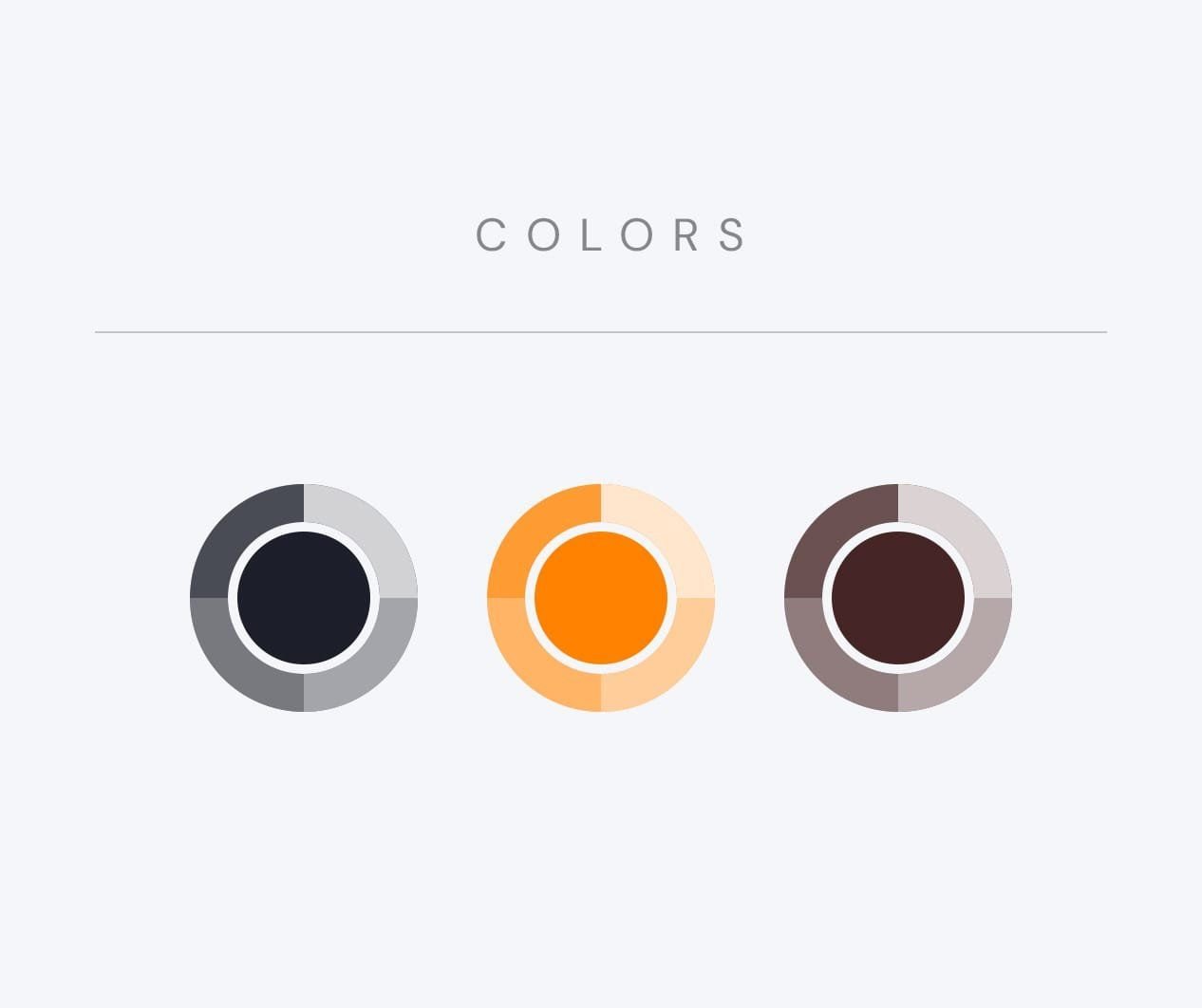Paleta de color de Altezza: negro, naranja y café