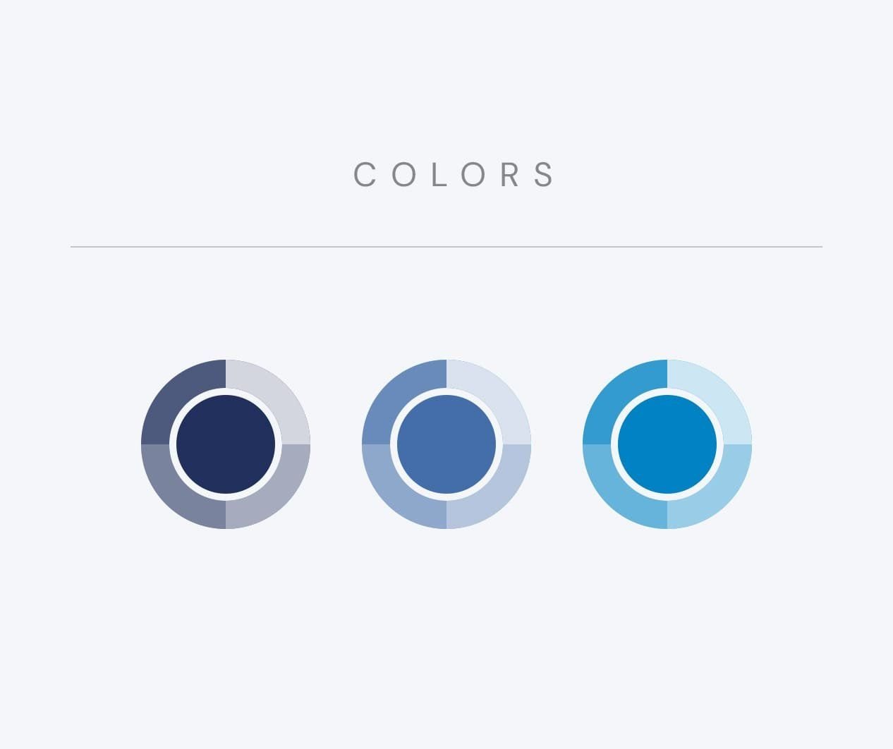 Paleta de color de Tribune Publishing en tres azules