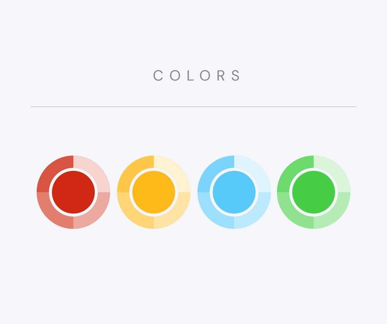 Words color palette: red, yellow, blue and green