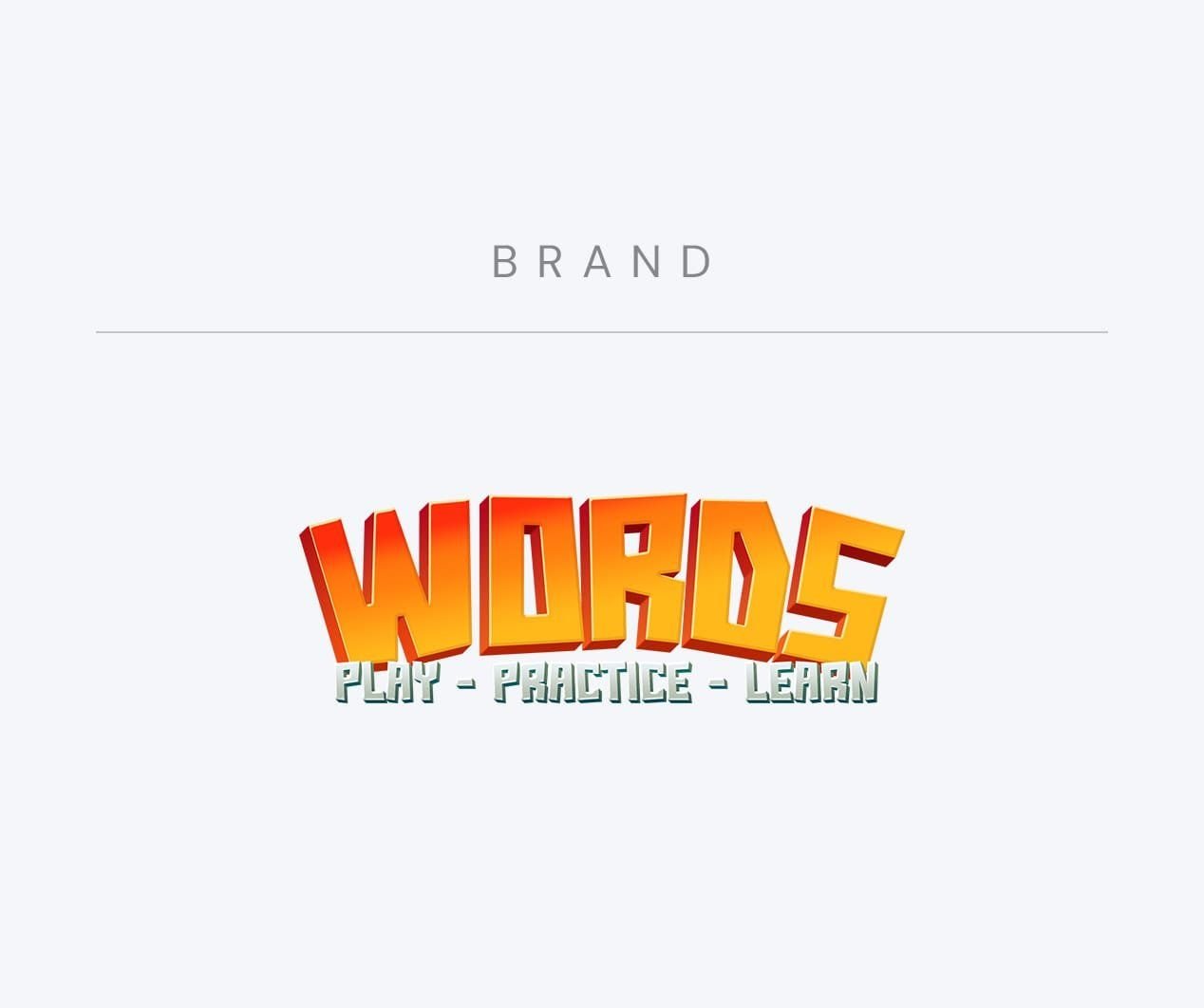 The Words logo with the tagline “play, practice, learn”