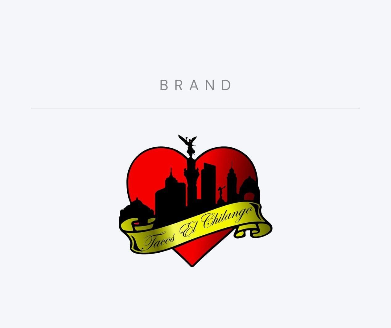 Logotipo de Tacos El Chilango: un corazón con la silueta de la ciudad